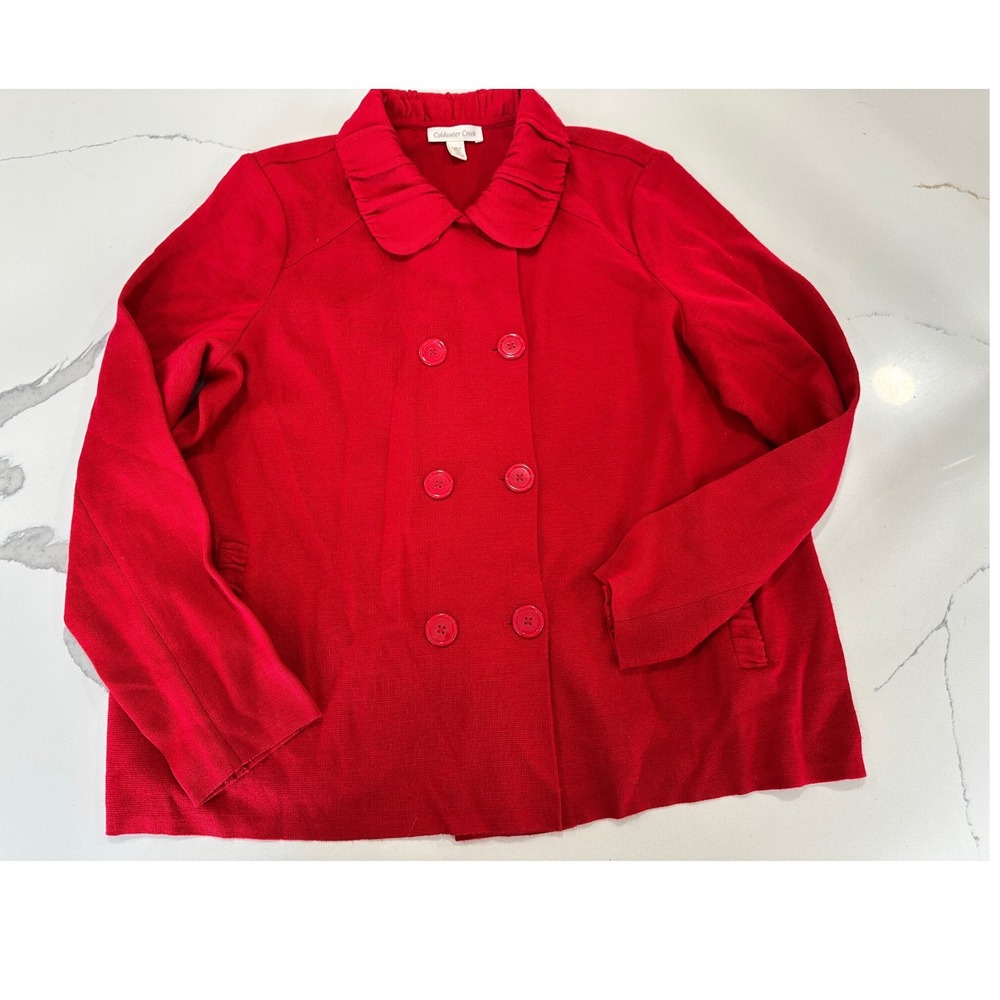 Coldwater Creek Red Orange Double Breasted Knit Jacket 1X